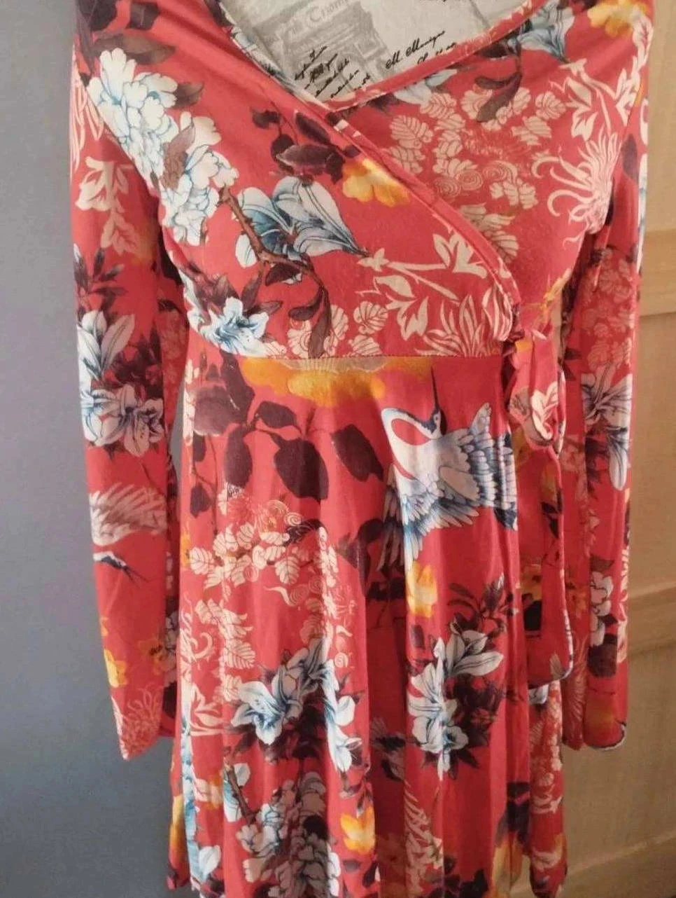 Vestido floral vermelho/alaranjado, Boohoo, T36 – photo 3